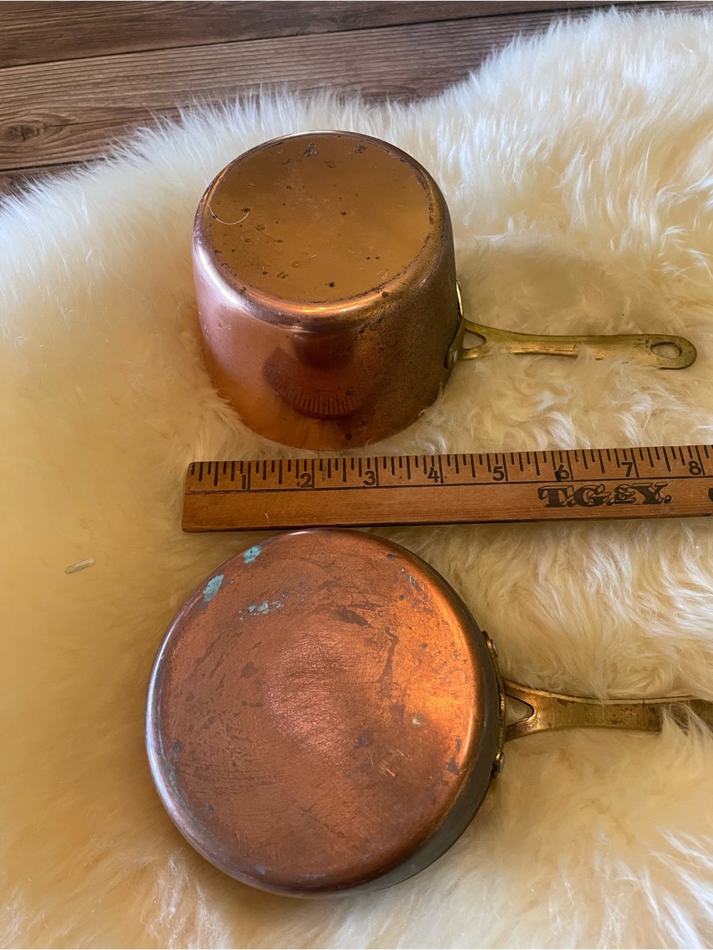 Vintage French Copper Saucepans ~ Set of 2 - Picture 5 of 9